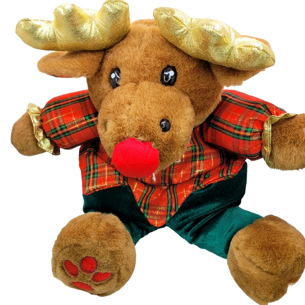 Snowflake Friends Christmas Moose Red and Green Clothes 16" Plush